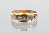 Lot 1918 - VICTORIAN SAPPHIRE AND DIAMOND FIVE STONE RING...