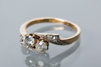 Lot 1947 - DIAMOND TWO STONE RING set with two old cut...