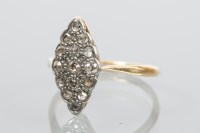 Lot 1949 - MARQUISE SHAPED DIAMOND RING set with old cut...