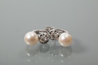 Lot 2021 - PAIR OF PEARL AND DIAMOND EARRINGS each with a...