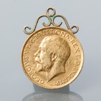 Lot 1519 - GEORGE V SOVEREIGN DATED 1912 soldered with a...