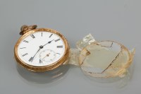 Lot 730 - EIGHTEEN CARAT GOLD OPEN FACED POCKET WATCH...