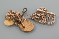 Lot 732 - NINE CARAT ROSE GOLD ALBERT CHAIN WITH MEDAL...