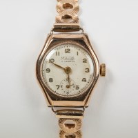 Lot 755 - LADY'S NINE CARAT GOLD MAJEX COCKTAIL WATCH...