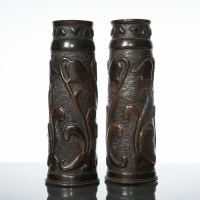 Lot 862 - PAIR OF TRENCH ART SHELL VASES IN THE GLASGOW...