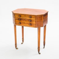 Lot 868 - EDWARDIAN LINE INLAID MAHOGANY WORK TABLE with...