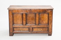 Lot 916 - 17TH CENTURY AND LATER DOWER CHEST the planked...