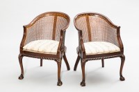 Lot 925 - SET OF FOUR MAHOGANY TUB BERGERE CHAIRS with...