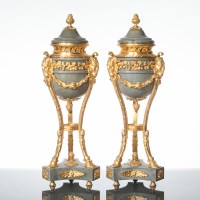 Lot 959 - ATTRACTIVE PAIR OF GILTMETAL AND GREY MARBLE...