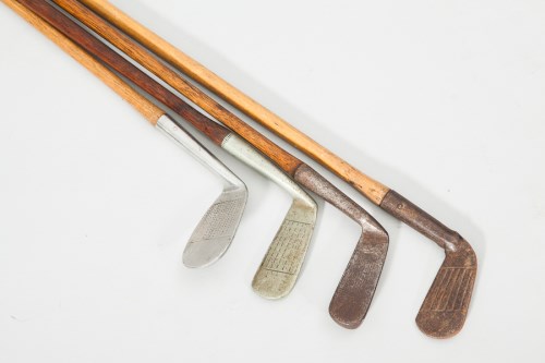 Lot 969 - GROUP OF FOUR VINTAGE HICKORY SHAFTED GOLF CLUBS