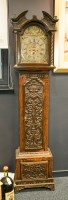 Lot 521 - GEORGE III CARVED OAK LONGCASE CLOCK the...