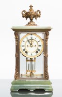 Lot 532 - ANSONIA FOUR GLASS ONYX MANTEL CLOCK signed...