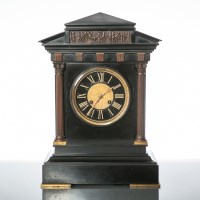 Lot 555 - LATE NINETEENTH CENTURY SLATE MANTEL CLOCK...