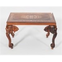 Lot 264 - INDIAN IVORY INLAID TABLE with four elephant...