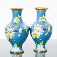 Lot 291 - PAIR OF CHINESE CLOISONNE VASES with floral...