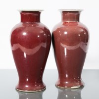 Lot 293 - PAIR OF CHINESE MONOCHROME VASES in red glaze,...