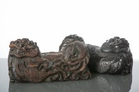 Lot 311 - PAIR OF CHINESE HARDWOOD FOE DOGS each...