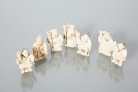 Lot 337 - SIX JAPANESE IVORY NETSUKES each modelled as a...