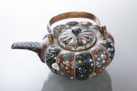 Lot 357 - CHINESE CLOISONNE TEA POT of lobed form and...