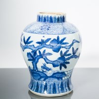 Lot 368 - CHINESE BLUE AND WHITE VASE with fruiting...