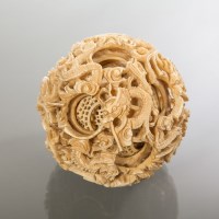 Lot 371 - CHINESE IVORY CONCENTRIC PUZZLE BALL probably...