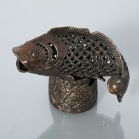 Lot 420 - JAPANESE BRONZE KORO modelled as a carp...