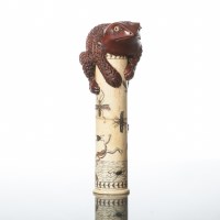 Lot 423 - CHINESE IVORY CONTAINER WITH TOAD TOP the...