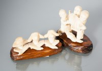 Lot 459 - TWO JAPANESE IVORY CARVINGS one modelled as a...