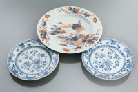 Lot 473 - TWO CHINESE BLUE AND WHITE PLATES with floral...