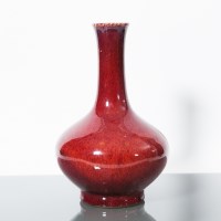 Lot 479 - CHINESE SANG DE BOEUF VASE with tall slender...