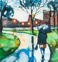 Lot 2105 - BRYAN EVANS, ANN ON THE GREEN watercolour on...