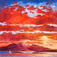 Lot 2149 - JAMES S DAVIS PAI RSW FRSA, SUNSET SAIL -...