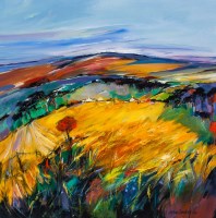 Lot 2245 - SHELAGH CAMPBELL, ROWAN IN THE BARLEY acrylic...