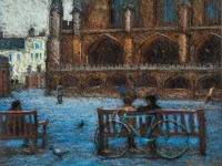 Lot 2263 - * JOHN MACKIE, LOVERS ON A BENCH pastel on...