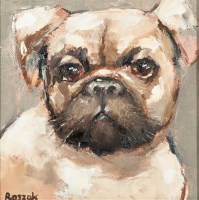 Lot 2288 - BASIA ROSZAK, DOG oil on canvas, signed 20cm x...