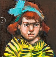 Lot 2292 - BASIA ROSZAK, THE BLUE RIBBON oil on canvas,...