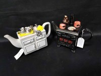 Lot 30 - SIX NOVELTY TEAPOTS relating to rooms around...