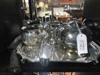 Lot 64 - LOT OF SILVER PLATE including a three piece...