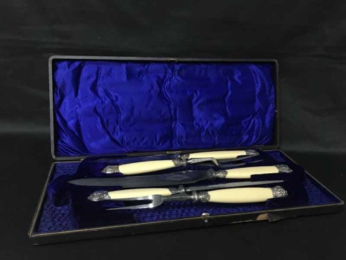 Lot 94 - TWO CASED CARVING SETS