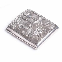 Lot 267 - CHINESE SILVER CIGARETTE CASE with a dragon...