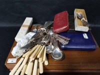Lot 138 - FIVE CASES OF PLATED CUTLERY and a group of...
