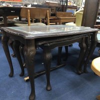 Lot 145 - MAHOGANY NEST OF TABLES TOGETHER WITH TWO SIDE...
