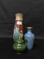 Lot 190 - TWO PAIRS OF CLOISONNE VASES BOTH WITH BIRD...