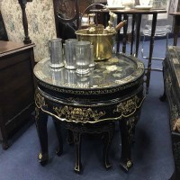 Lot 234 - CHINESE BLACK LACQUERED NEST OF TABLES and a...