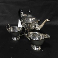 Lot 240 - SILVER PLATED THREE PIECE TEA SET and a...