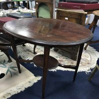 Lot 245 - MAHOGNAY SIDE TABLE AND AN OAK SIDE TABLE