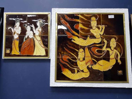 Lot 253 - TWO ASIAN TILE PICTURES