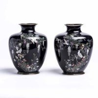 Lot 281 - PAIR OF JAPANESE LATE MEIJI PERIOD CLOISONNE...