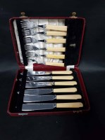 Lot 283 - THREE CANTEENS OF SILVER PLATED CUTLERY along...
