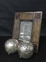 Lot 293 - PAIR OF INDIAN SILVER INCENSE BURNERS along...